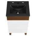 thumbnail image 6 of Sink Vanity Cabinet, White Walnut Black, Wood, Mid Century Hotel Bedroom Bathroom, Modern Contemporary HB33671, 6 of 9