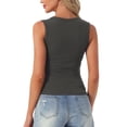 thumbnail image 3 of INSPIRE CHIC Women's Scoop Neck Sleeveless Fitted Cotton Basic Layering Wide Strap 2026 Summer Cropped Tank Top Shirts XS Deep Grey, 3 of 6