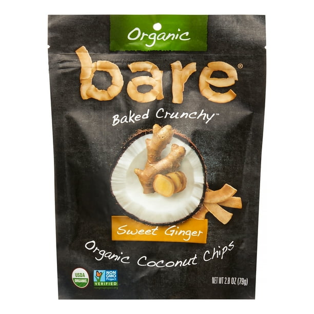 Bare Fruit Organic Coconut Chips, Ginger, 2.8 Oz