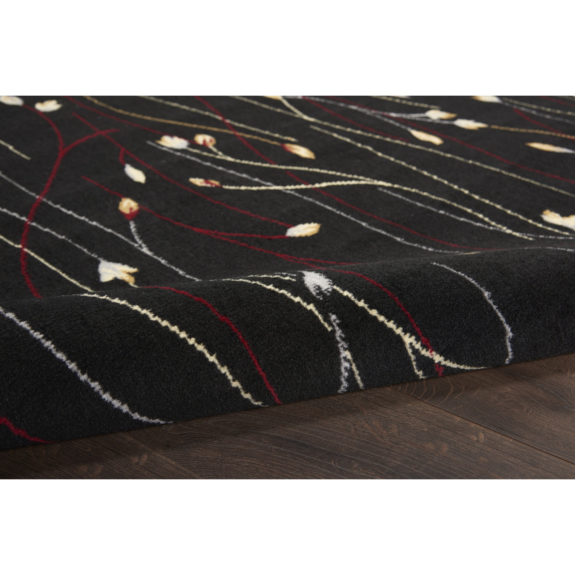Nourison Grafix Floral Black 7'10" x 9'10" Area Rug, (8x10)