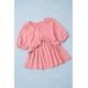 thumbnail image 3 of ABPHQTO Top tipo babydoll con cuello en V y media manga con volantes rosa para mujer, 3 of 5