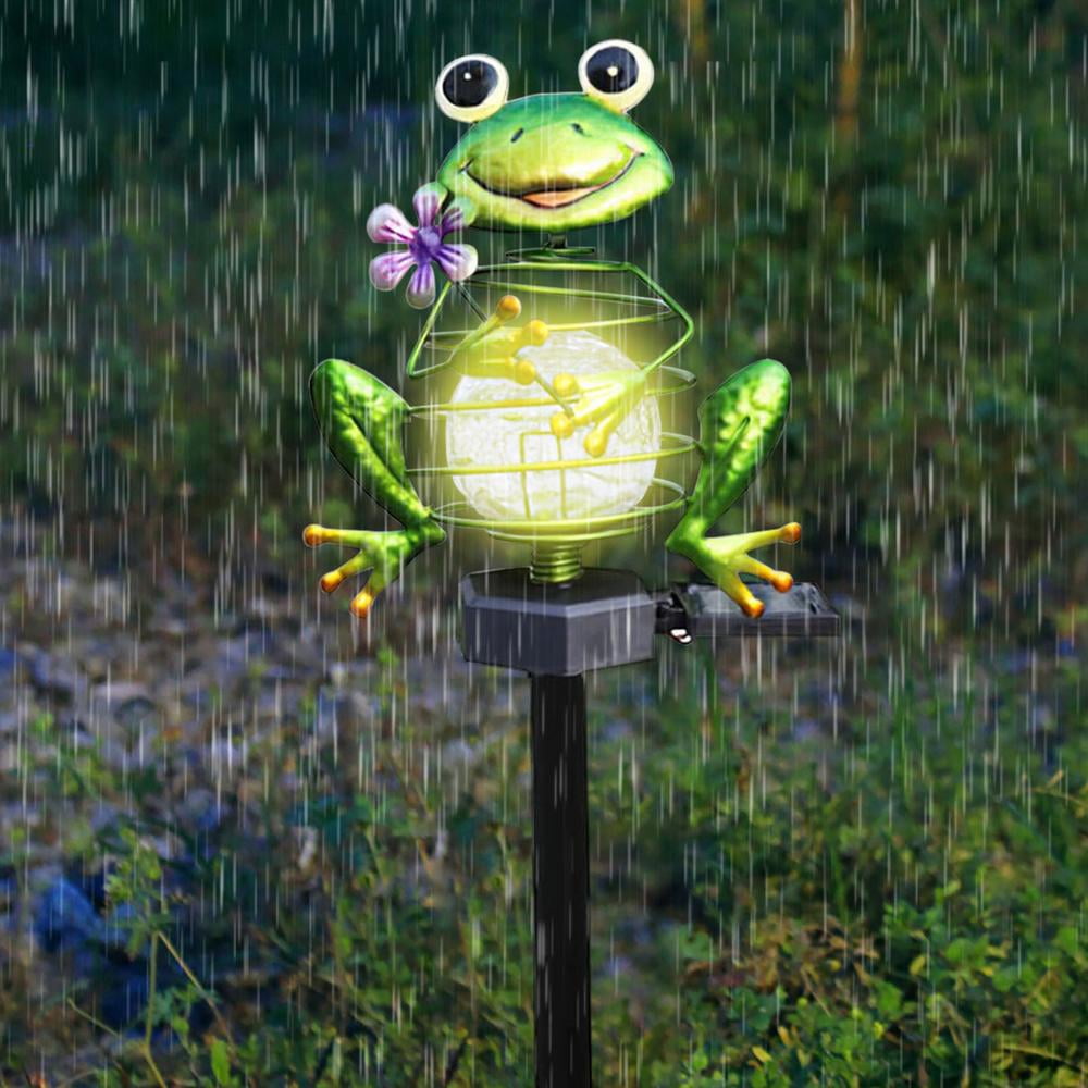 Garden Solar Lights Outdoor Decor Waterproof Frog Crackle Glass Globe Metal Garden Stake Lights Solar Powered Light for Walkway Pathway Lawn Patio Yard Christmas Decorations Warm White LED Light Garden Solar Lights Outdoor Decor Waterproof Frog Crackle Glass Globe Metal Garden Stake Lights Solar Powered Light for Walkway Pathway Lawn Patio Yard Christmas Decorations Warm White LED Light
