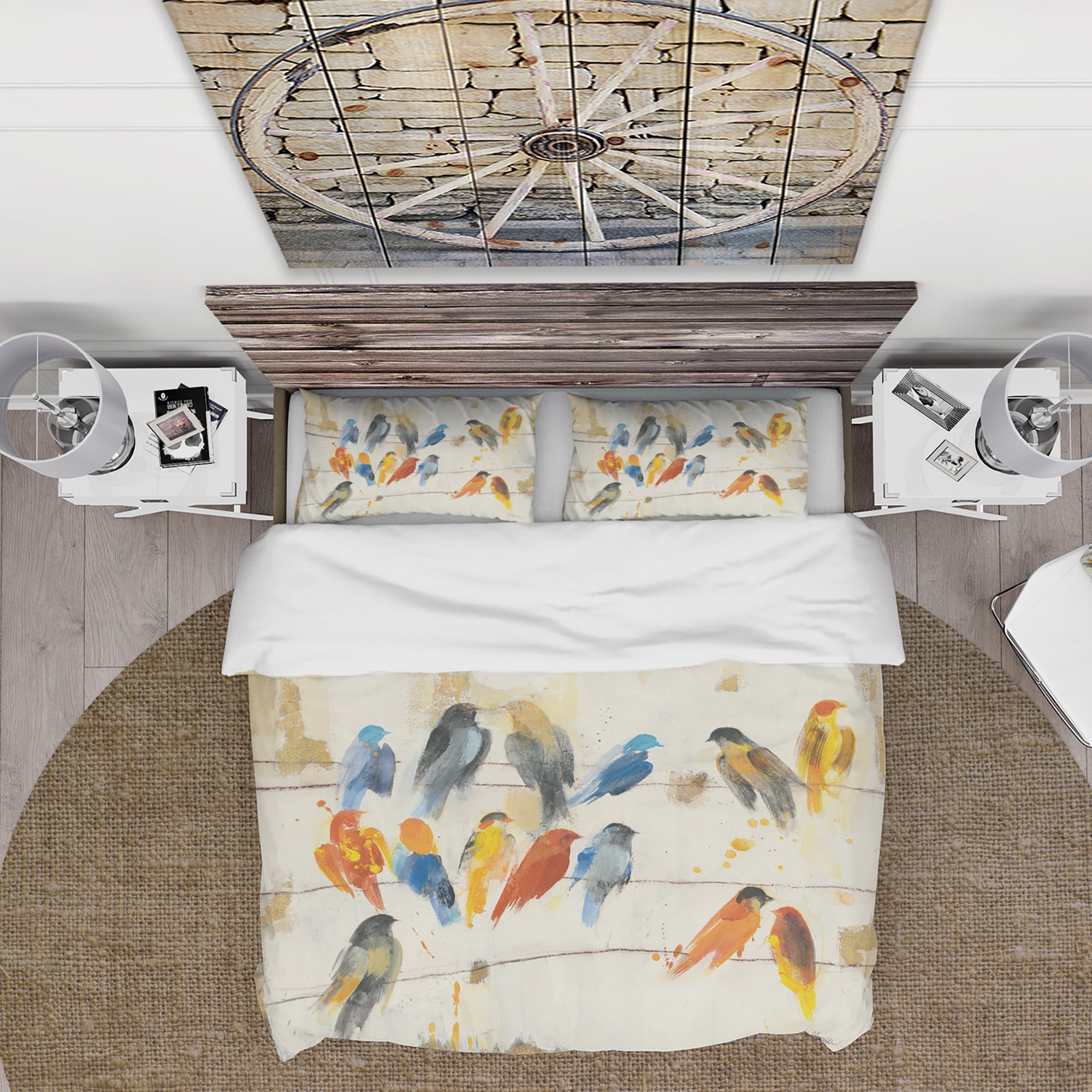 Designart 'Multicolor Bird Meeting' Traditional Duvet Cover Set
