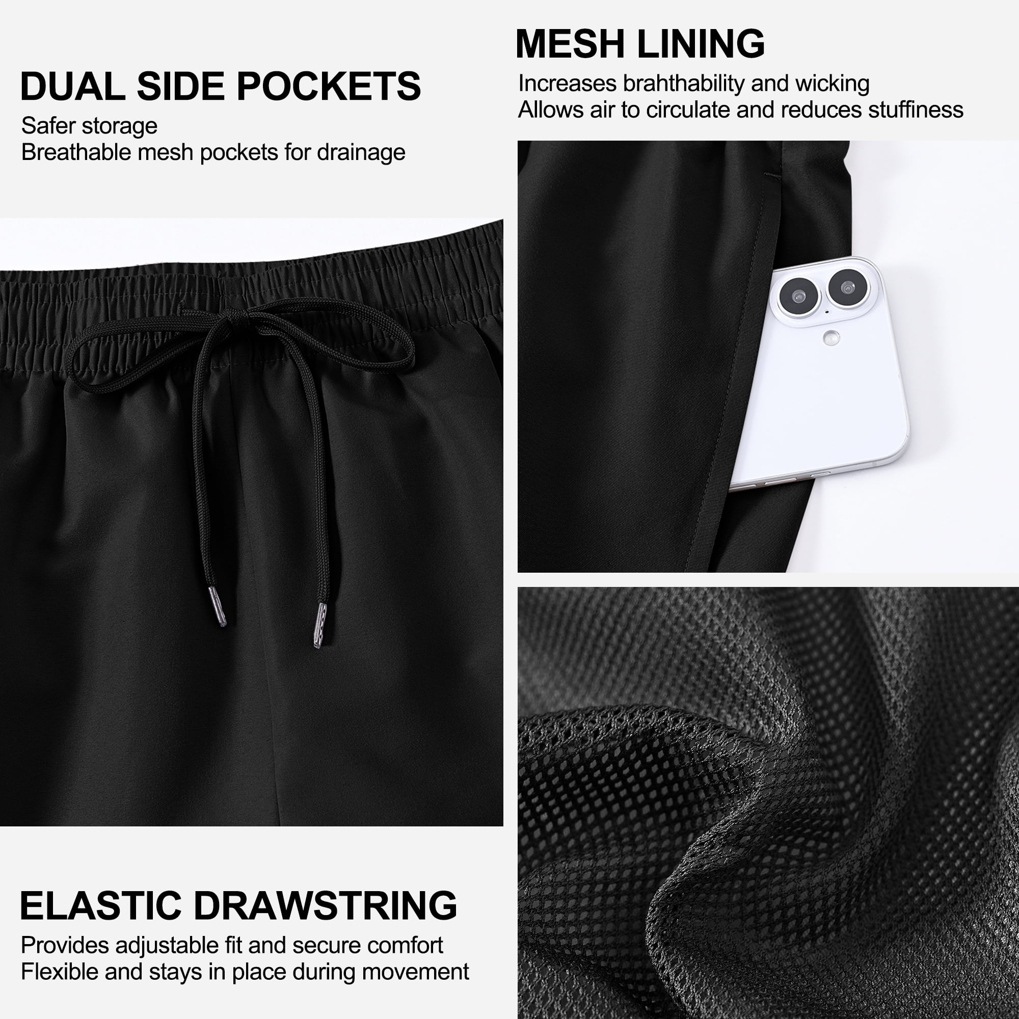 3 Pack Men's Swim Trunks Shorts with Mesh Lining Quick Dry Breathable Pockets for Summer Beach
