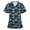 Blue, variant on Pitauce Mock Wrap Top Scrubs for Women Valentine's Heart Printed V Neck Soft Stretch Tops Workwear Easy Care Nursing Tunic Uniform with Pockets