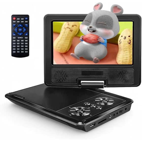 CocoBear Portable DVD Player, 7.5" HD 800×480 Resolution Screen, 4–6 Hour Battery, 270° Swivel & 180° Flip, USB/SD Card Support, Car Charger, Resume Playback
