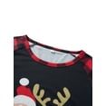 thumbnail image 5 of Matching Family Christmas Pajamas Set, Santa Elk Print Long Sleeve Letters Print T-shirt with Plaid Pants, 5 of 7
