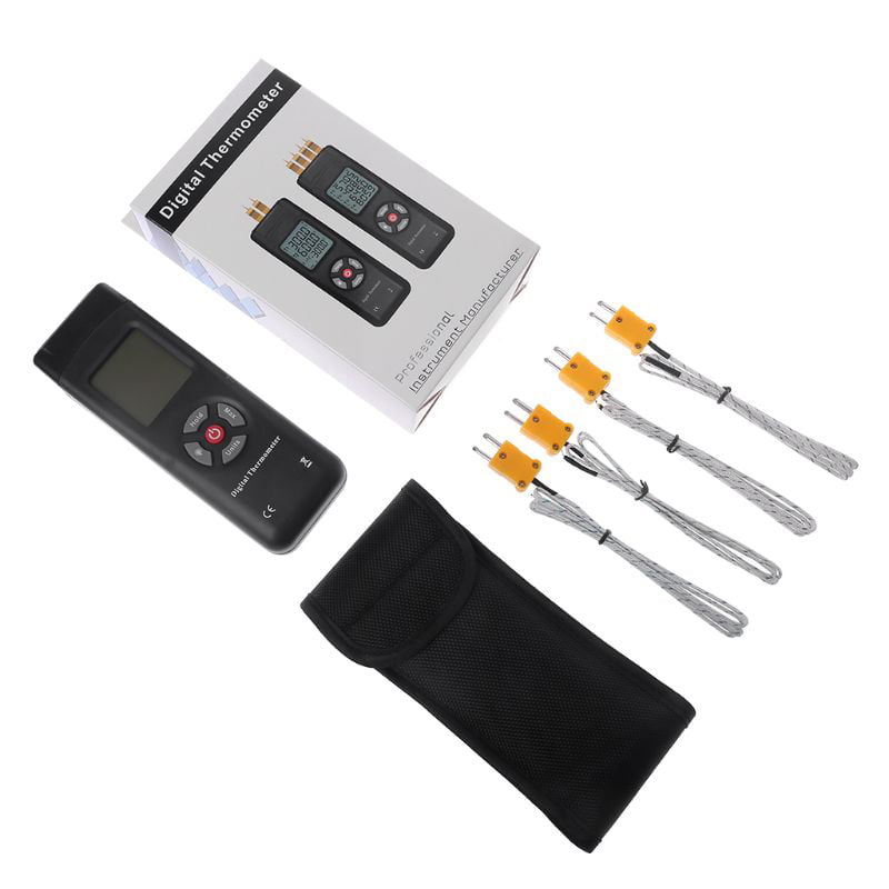 Digital 4 Channel Thermometer Temperature Meter K Type Thermocouple Sensor 