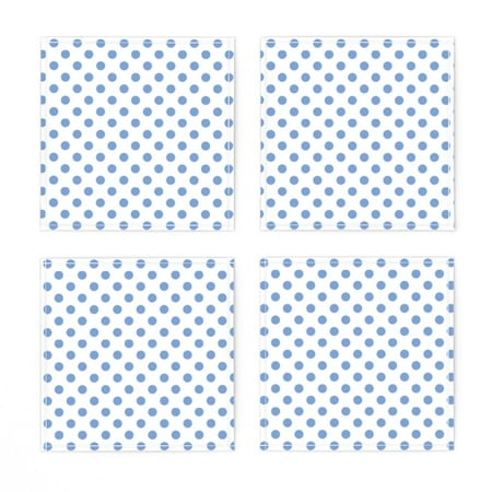 

Linen Cotton Canvas Cocktail Napkins (Set of 4) - Polka Dots Blue Polkadots Print Cloth Cocktail Napkins by Spoonflower