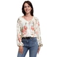 thumbnail image 5 of Weardear Women's Casual Floral Print V Neck Long Sleeve T Shirt Blouses, 5 of 7