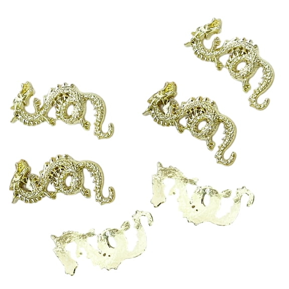 6pcs Trendy Snake Dragon Charms Metal Decorations for Manicure for Salon Home Use