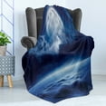 thumbnail image 4 of Moon Soft Flannel Fleece Throw Blanket, Full Moon with Calm Sea and Clouds Nature Image Design Cold Winter Night Sky, Cozy Plush for Indoor and Outdoor Use, 50" x 70", Navy Blue White, by Ambesonne, 4 of 5