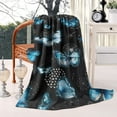 thumbnail image 2 of Black Blue Butterfly Dandelion Pattern Blanket,Comfortable Soft Flannel Throw Blanket,All Season,Warm Lightweight Blankets for Sofa Bed Couch Living Room Chair,60"x80", 2 of 4