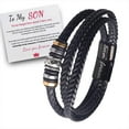 thumbnail image 1 of EZLIFE Pulsera de cuero trenzada con tarjeta A mi hijo te amo por siempre para hombre A0Y4, 1 of 1