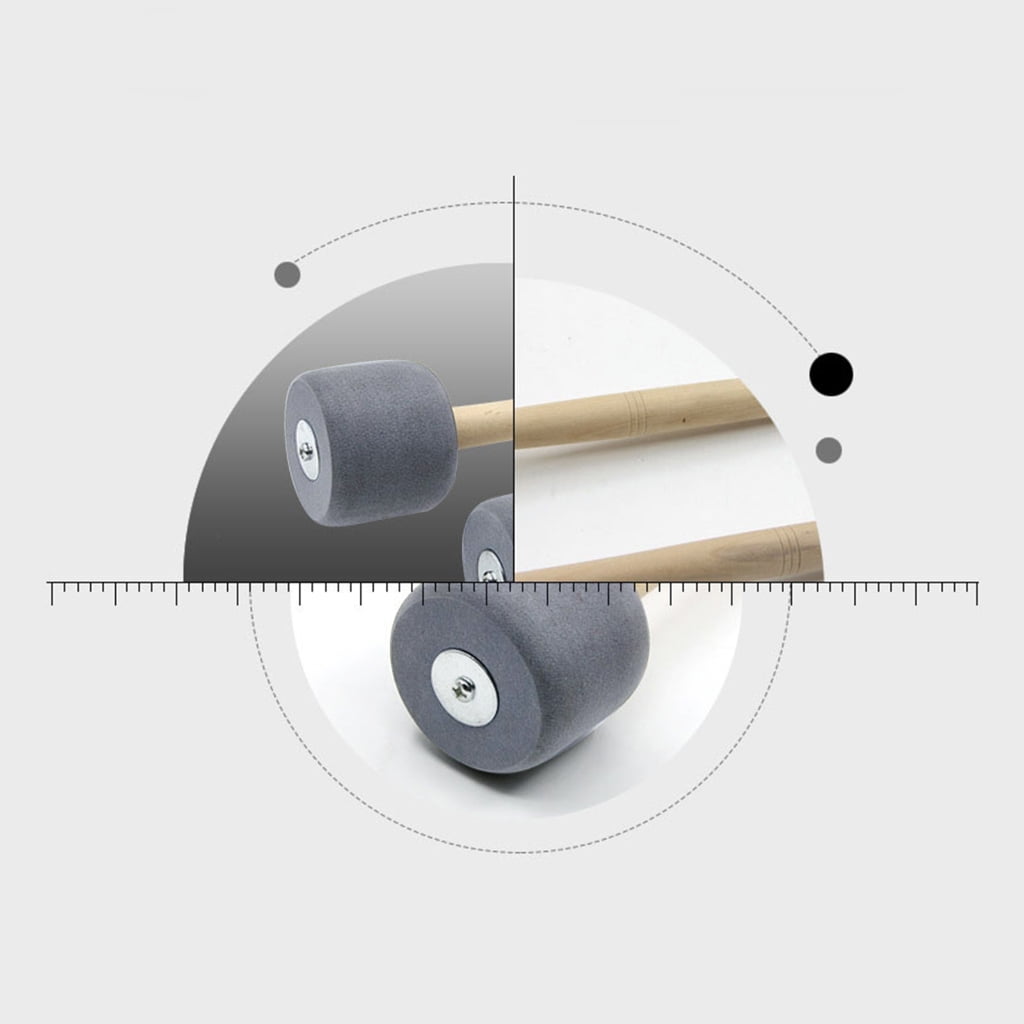 WINDLAND 4Pcs Drum Mallet Stick Foam Percussion Instrument Drumstick Mallets Wood Handle Timpani Big Hammer for Band Snare Drums