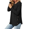 thumbnail image 2 of Blusas de Larga con Cuello Redondo para Mujer, Blusas Holgadas con Botones para Otoño e Invierno 2025. Negro S, 2 of 10
