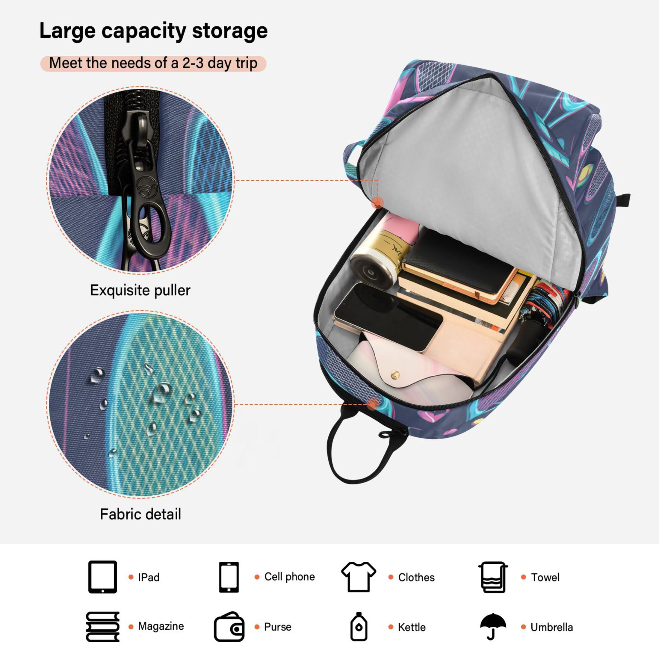 2 Racquet Holder Tennis Backpack Tennis Racket Covers Gym Bags Cartoon Tennis Rackets