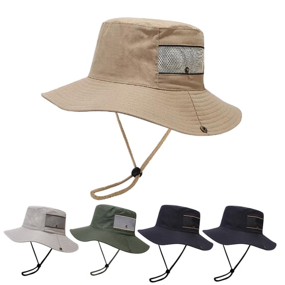 Unisex Breathable Wide Brim Boonie Hat Outdoor Travel Fishing Mesh Sun Cap