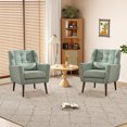 thumbnail image 3 of MIKIBAMA Modern Accent Chair Chenille Fabric Upholstered Tufted Side Wingback Chair, 3 of 5