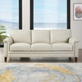 thumbnail image 2 of Hydeline Westcott Top Grain Leather Sofa 3-Seater Vanilla White with Tapered Legs Memory Foam and Springs Seating, 2 of 9