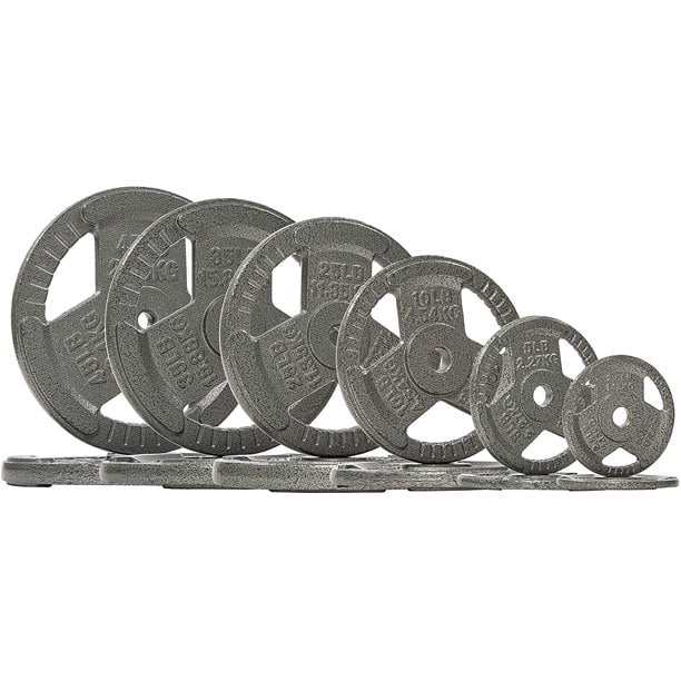 BalanceFrom Tri-Grip Cast Iron Plate Weight Plate for Strength Training, Weightlifting and Crossfit, 1-Inch or 2-Inch, Standard or Olympic 2.5-45lbs, Multiple Options