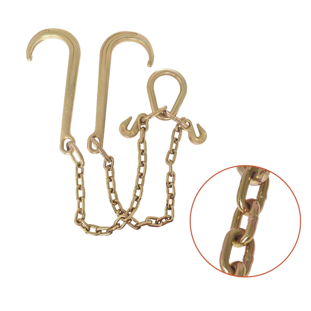 Tow Chain J-hooks V-chain Flatbed Truck Rollback Wrecker Carrier 5/16" X 2' G70