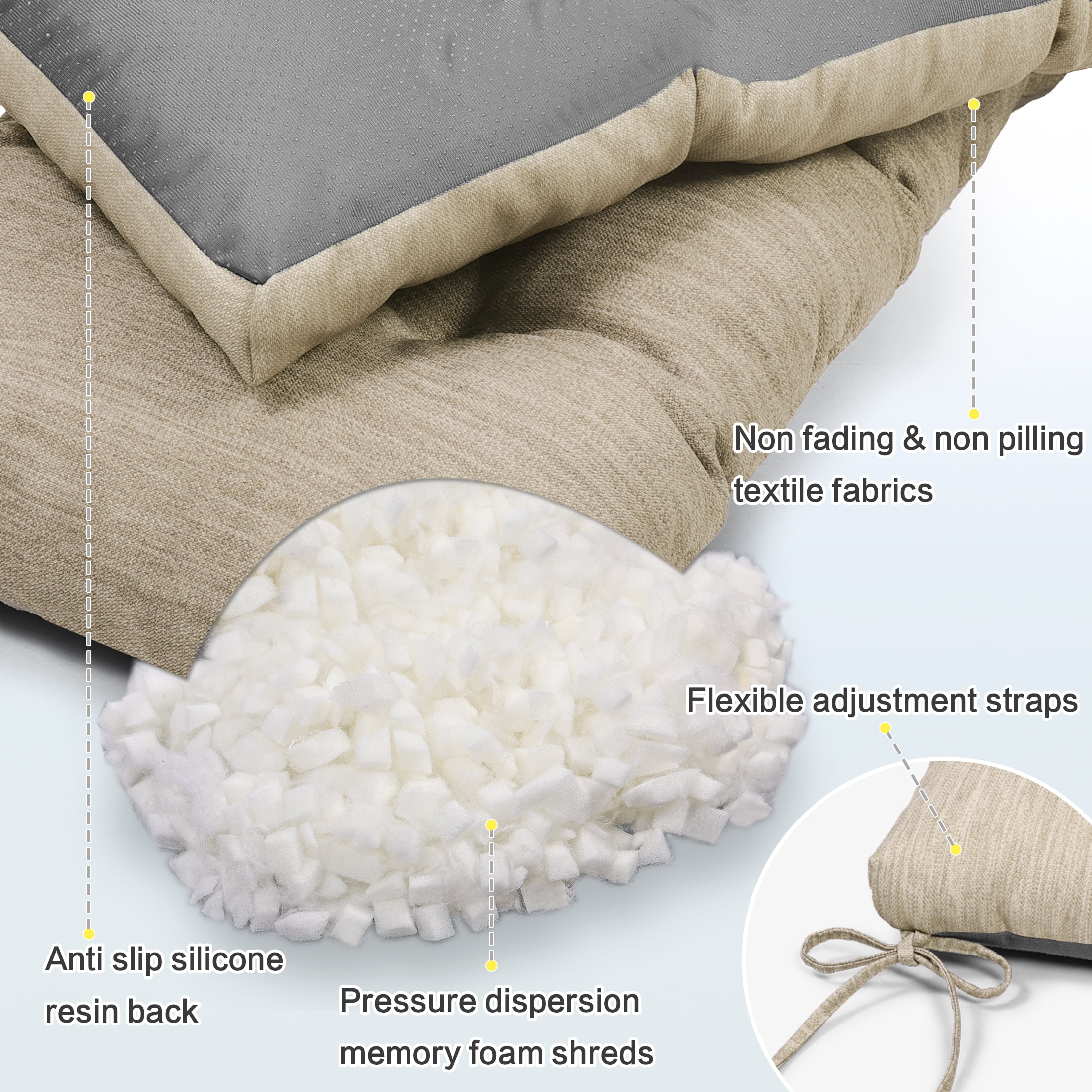 Baibu Tufted Bench Cushion Loveseat Cushion with Tires Suitable for Garden Patio Bench Indoor Furniture with Anti-slip Bottom, Beige, 36"x15"x3"