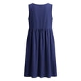 thumbnail image 5 of WRKEKC Casual Dresses for Women Solid Crew Neck Sleeveless Linen Cotton Pockets Midi Versatile Casual Wear Chic, 5 of 9