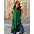 thumbnail image 5 of DARING DIVA Women's High Low Hem Crew Neck Sleeveless Tunic Top Dark Green L, 5 of 8