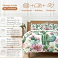 thumbnail image 6 of Watercolor Plant Bedding Duvet Cover Set Queen Size 4 Pieces Succulent Cactus Pink Floral Botanical Bedding Set with Zipper Closure, 1 Comforter Cover 90x92 Inches 1 Flat Sheet & 2 Pillow Cases, 6 of 7