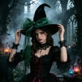 thumbnail image 2 of Yuncity Halloween Womens Witch Hat Gothic Mesh Bow Cosplay Holiday Party Costume Accessory Vintage Stylish Theme Headwear, 2 of 4