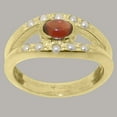 thumbnail image 2 of LBG British Made 9k Yellow Gold ring with Natural Garnet & Cultured Pearl Womens Band Ring - 33 size options - Size 11.25, 2 of 7