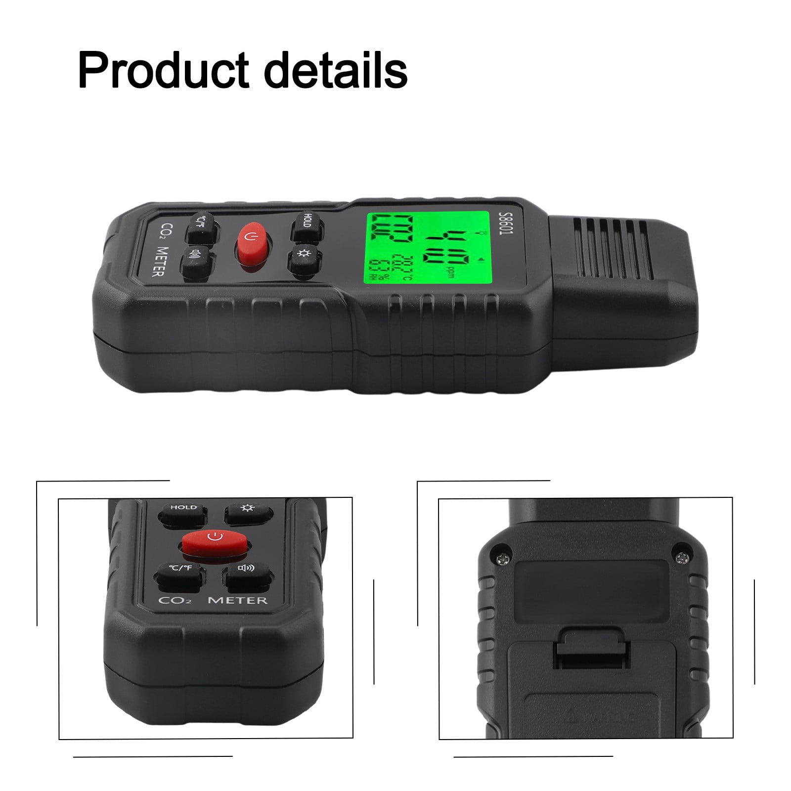3in1 Handheld Carbon Dioxide Temperature And Humidity Tester Air Quality Monitor LCD Air Quality Tester Long-term Usability Dev