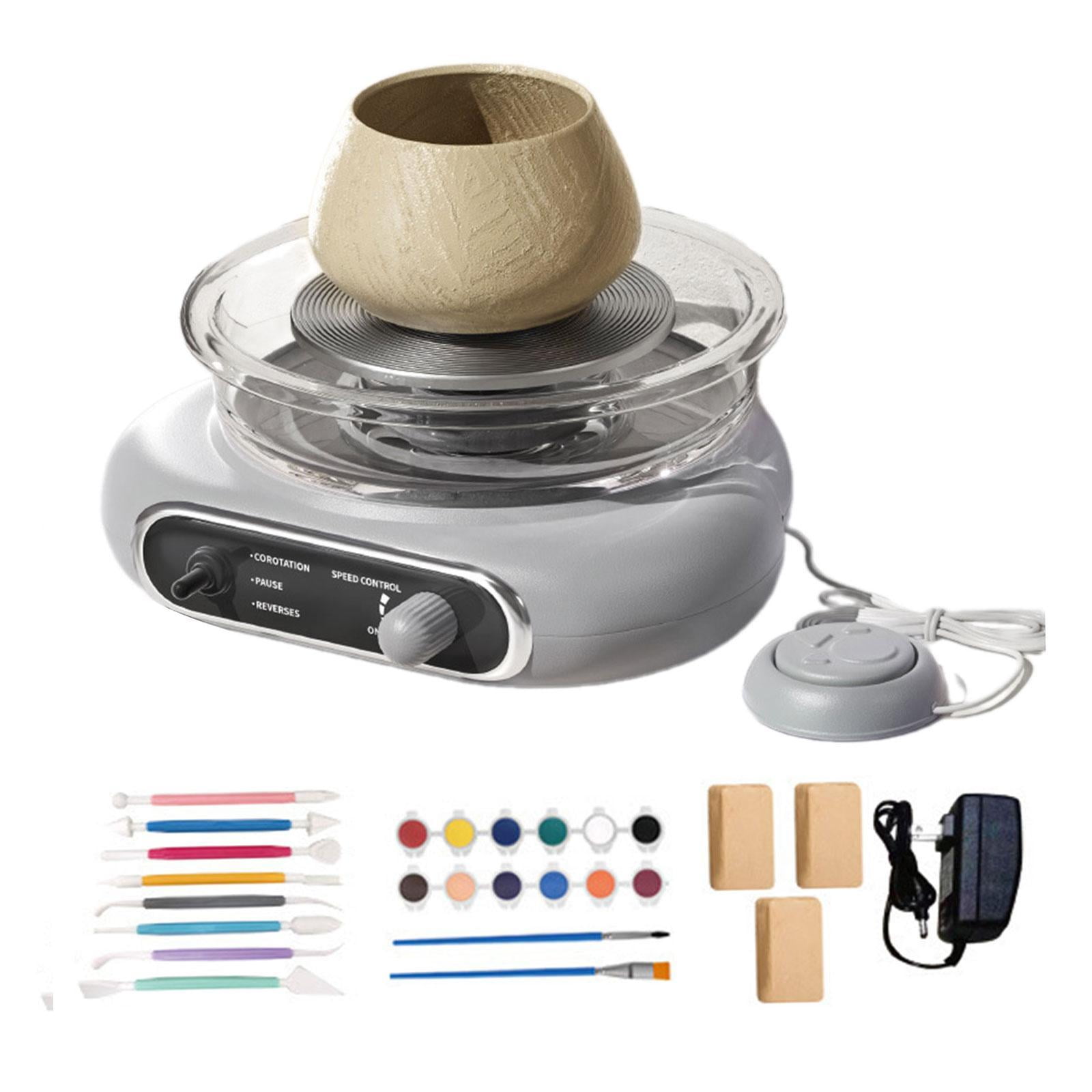 balikha Mini Pottery Wheel Kit with 8Pcs Sculpting Tools Compact Electric Clay Wheel for Children Adults Beginners DIY Craft Supplies Gray