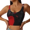 thumbnail image 1 of Balery Black Dog Red Background Sujetadores deportivos con espalda cruzada para mujer, acolchados, sin costuras, de alto impacto, ideales para yoga, gimnasio, entrenamiento y fitness.-Large, 1 of 8