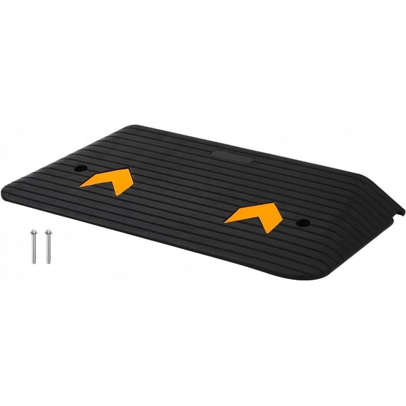 Garvee 4" Rise Rubber Threshold Ramp for Doorway, Heavy Duty 33000LBS Capacity Door Ramp with Non-Slip Textured Surface, Portable Driveway Curb Ramp for Wheelchair and Scooter