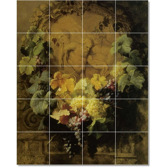 Ceramic Tile Mural-Jean Baptiste Robie Flowers Tile Mural Remodeling Ideas. 17" w x 21.25" h using (20) 4.25 x 4.25 ceramic tiles
