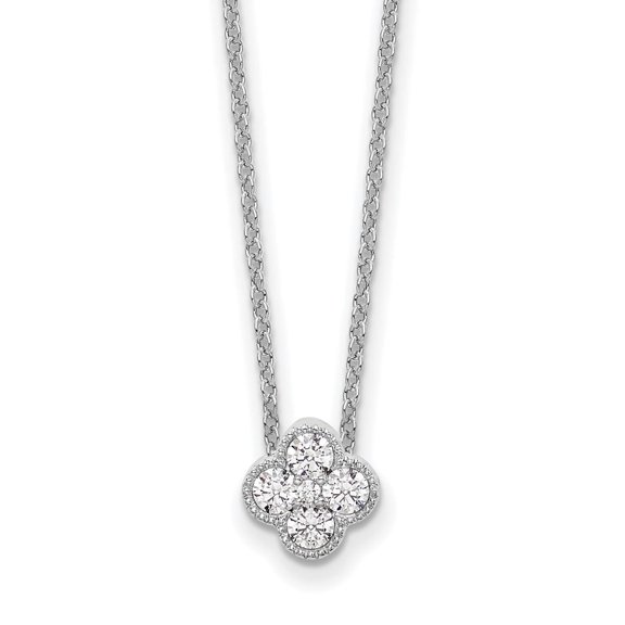 Auriga Fine Jewelry 10K White Gold Lab Grown Diamond Bloom Pendant Necklace with chain for Women (0.248ct, Color- G-H, Clarity- VS1)