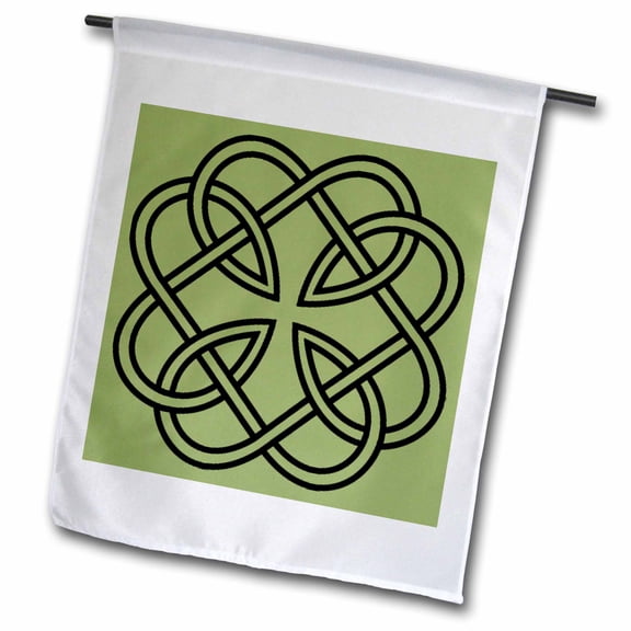 3dRose, Black Celtic Design on A Moss Green Background, 12 x 18 inch Garden Flag