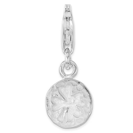 Hammered Leaf Pendant - Solid 925 Sterling Silver Hammered Four Leaf Clover Lobster Clasp Pendant