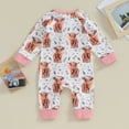 thumbnail image 4 of Okbabeha Western Baby Boy Girl Clothes Newborn Cowboy Outfit Fall Highland Cow Jumpsuit Infant Country Cowgirl Romper, 4 of 7