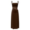 thumbnail image 4 of Women's Lace Splicing Cutout Maxi Dress Square Neck Sleeveless Bodycon Long Dress with Sheer Corset, Mother of The Bride Dresses, Formal Wedding Guest Dress(Brown,L), 4 of 4