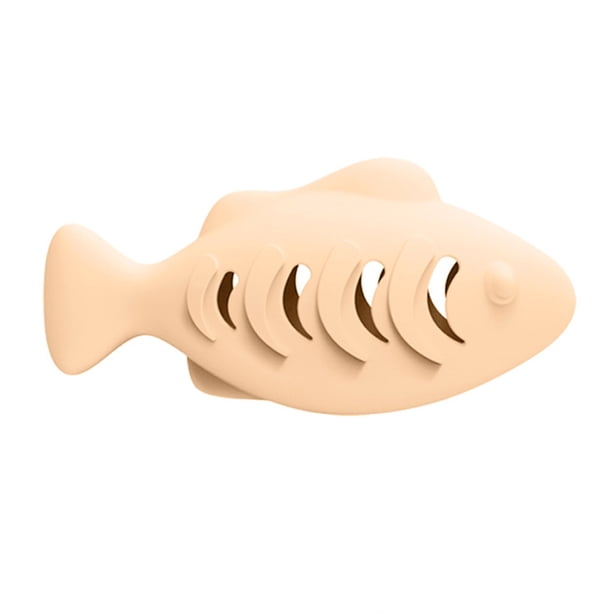 Juguete interactivo de silicona para gatos con forma de pez, comedero para gatos de interior, dispensador de golosinas, juguete para morder para gatitos, suministros para mascotas