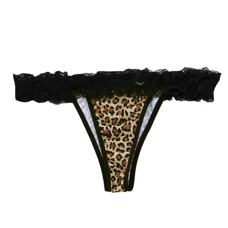 

IROINNID Thong Underwear For Women High-Cut Leopard Translucent Sheer Lace Sexy Underpants Graphic Prints Invisible Panties
