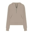 thumbnail image 4 of Fgnfyis Women's Hooded Zip Up Pocketed Oversized Sweatshirt for Fall and Winter Casual Comfortable and Warm Loose Fit Pullover Top Khaki M, 4 of 5