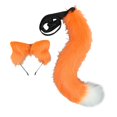 thumbnail image 1 of Runquan Ensemble 2 Pcs Oreilles et Queue en Peluche Faux Longues Queues Accessoire de Fête Cosplay Orange, 1 of 3