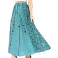 thumbnail image 3 of Sakkas Maran Women's Boho Embroidery Skirt with Lace Elastic Waist and Pockets - Turquoise - Plus Size, 3 of 5