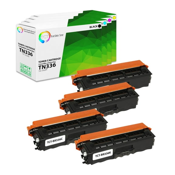 TCT TN336 Toner Cartridge 4 Pack - Premium Compatible Replacement for TN-336 TN336BK TN336C TN336M TN336Y