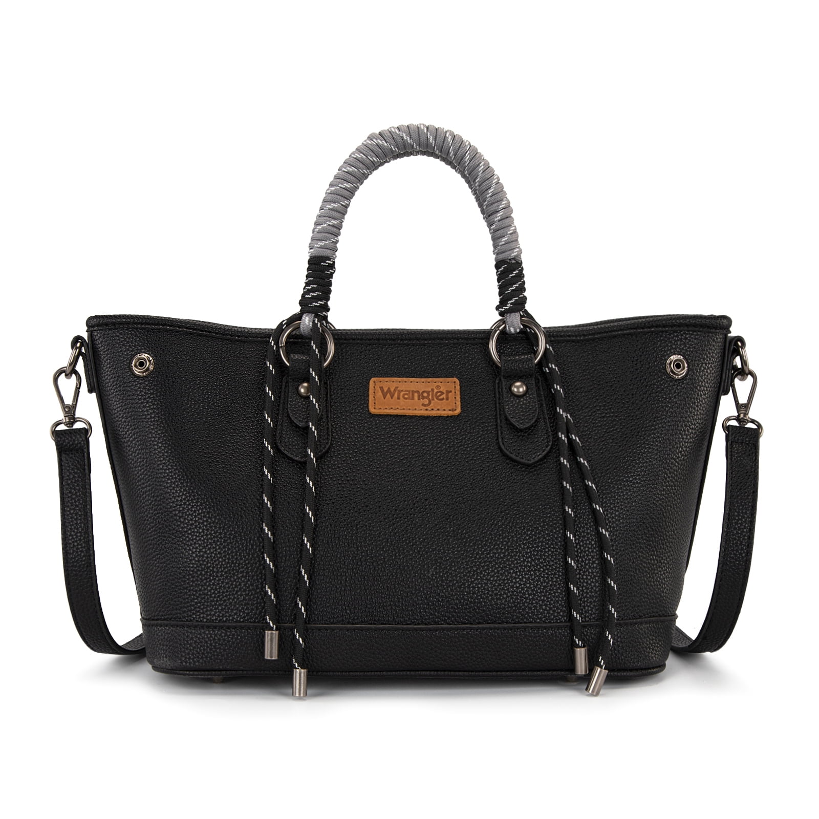 Wrangler Tote Bags for Women Medium Satchel Purse with Designer Braided Rope Top Handle