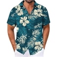 thumbnail image 2 of Kctiaxy Beach Shirts for Men Button Down Short Sleeve Hawaiian Shirt Casual Lapel Collar Printed Cardigan Top Summer Regular Fitting Beach Shirt, 2 of 5